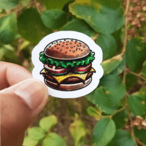 cheesy burger food sticker for laptop, phone & bottles JatPat Bazaar